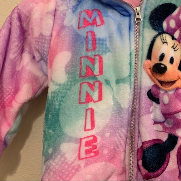 DISNEY JR MINNIE Coat Jacket Size 5 Pink Fuzzy Warm Lining Hood Full Zip. - Picture 4 of 8
